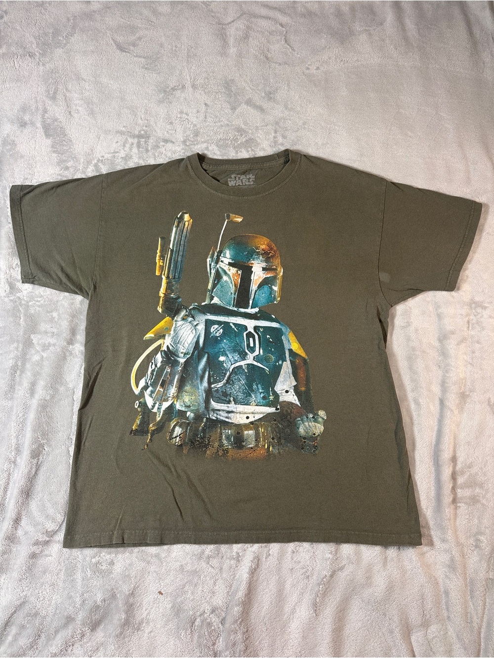 Star Wars Boba Fett Graphic Tee Olive Green - Large